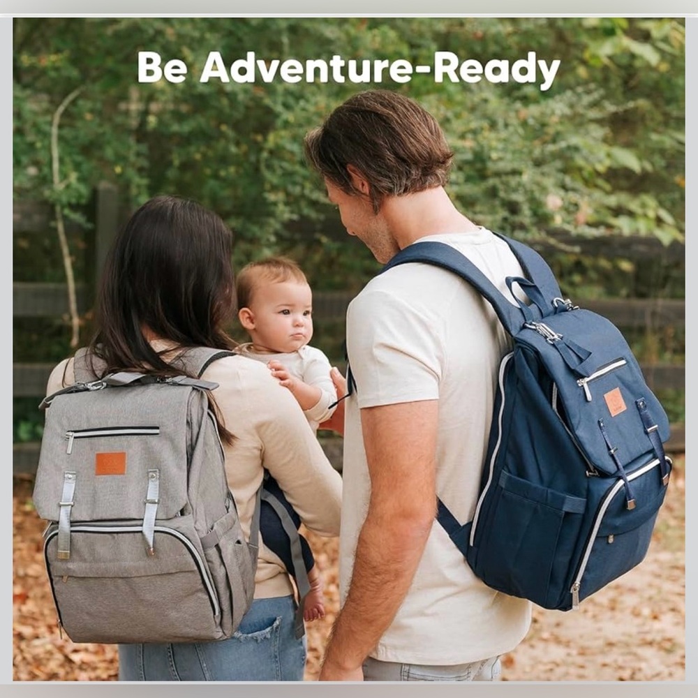 Large Travel/Explorer Oxford Gray Waterproof Insulated Backpack Diaper Bag for 2 - Picture 5 of 13